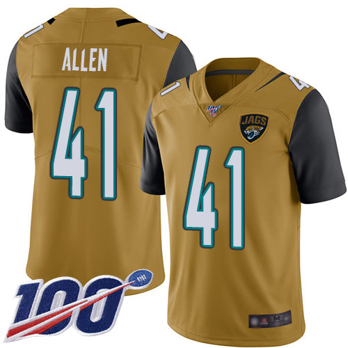 Nike  Jaguars #41 Josh Allen Gold Men Stitched NFL Limited Rush 100th Season Jersey